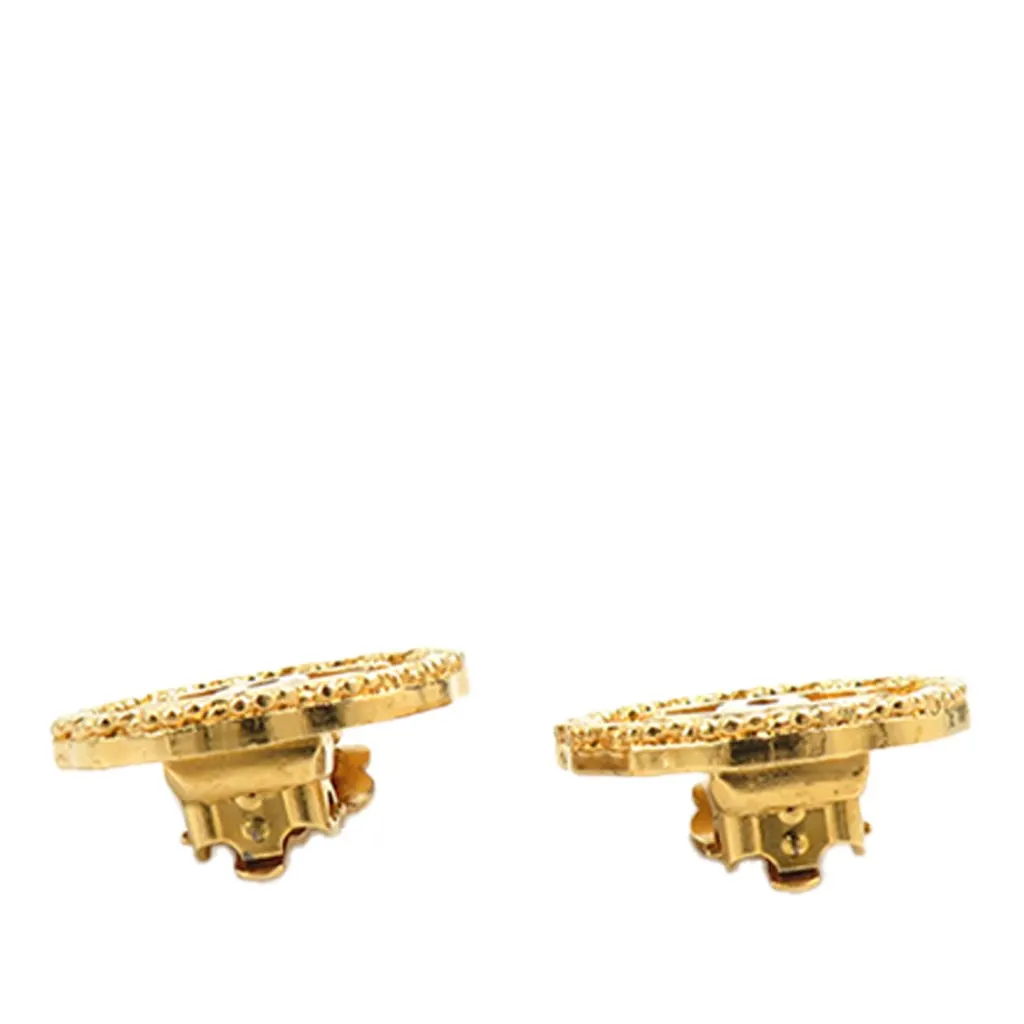 Chanel CC Gold Plated Sunburst Round Clip On Earrings Gold Metal Very good - Inside View