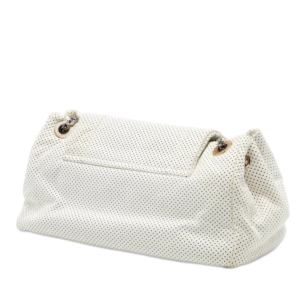Chanel Perforated Calfskin Reissue 2.55 East West Accordion Flap White Leather Very good - Back View