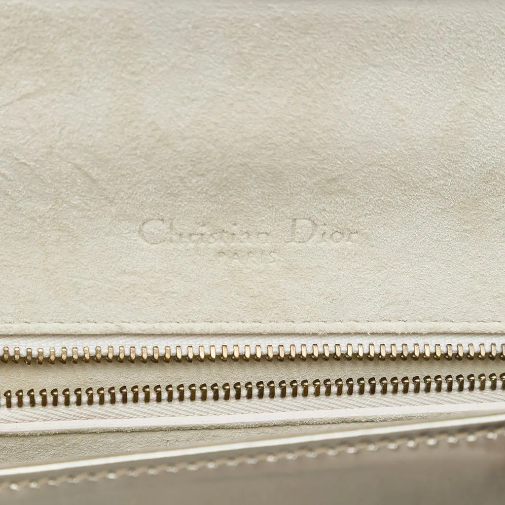 Dior Small Studded Patent Diorama Flap Silver Leather Very good - Box View