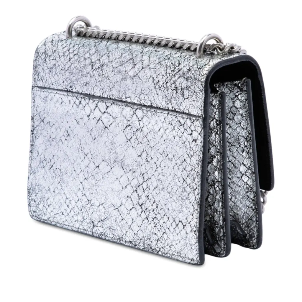 Saint Laurent Medium Python Embossed Leather Monogram Sunset Crossbody Silver Leather Very good - Back View