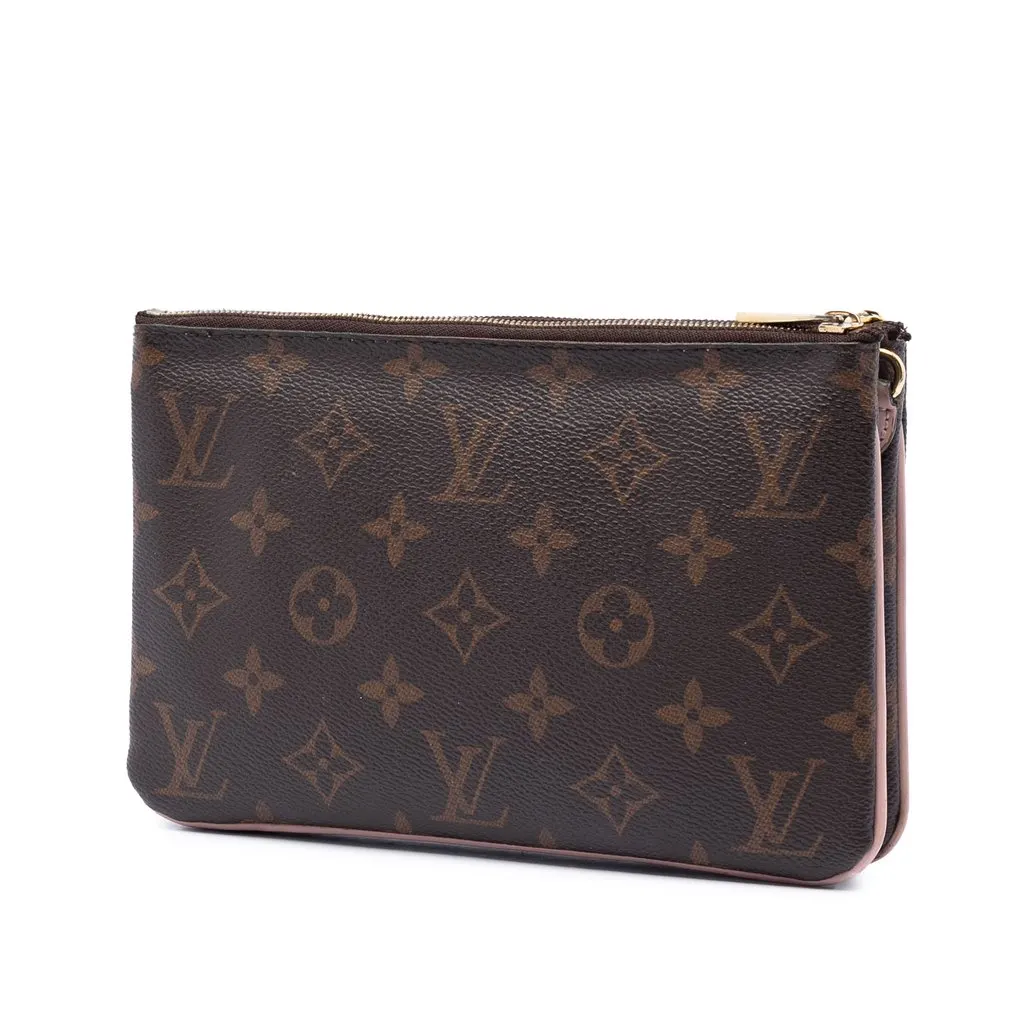 Louis Vuitton Monogram Blooming Flowers Double Zip Pochette Brown Canvas Very good - Back View