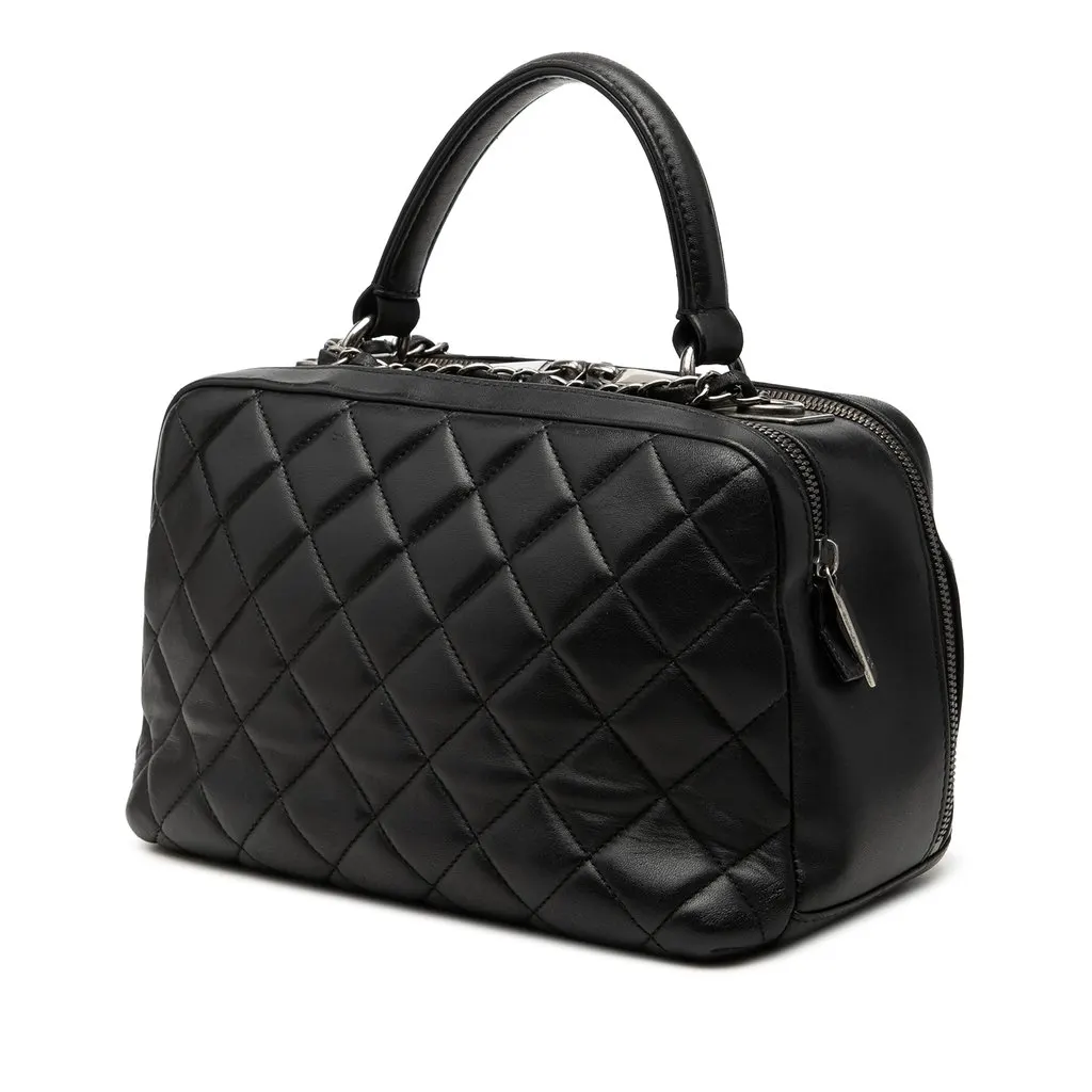Chanel Medium Quilted Lambskin Trendy CC Bowling Bag Black Leather Very good - Back View