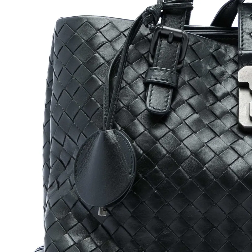 Bottega Veneta Small Nappa Intrecciato Roma Satchel Black Leather Good - Box View