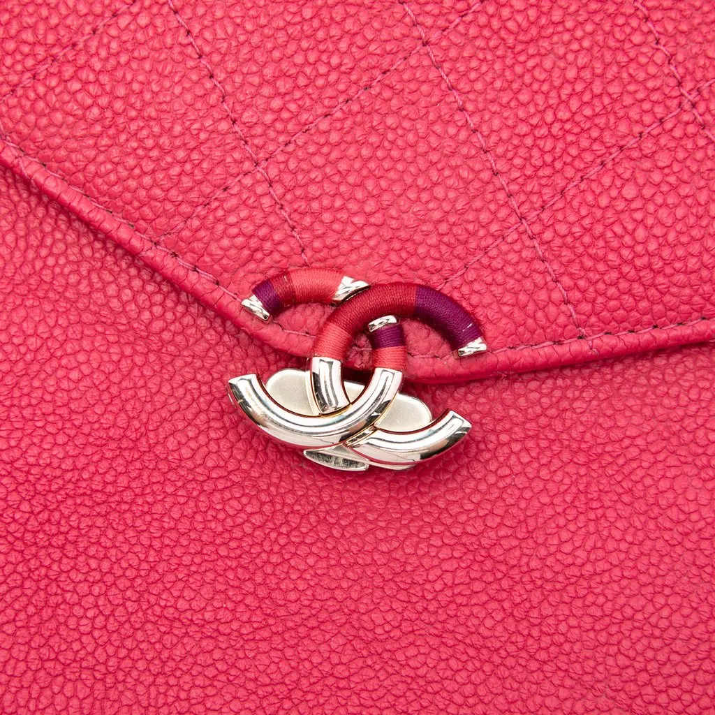 Chanel Paris Cuba Quilted Caviar Thread Around Envelope Clutch Pink Leather Very good - Box View