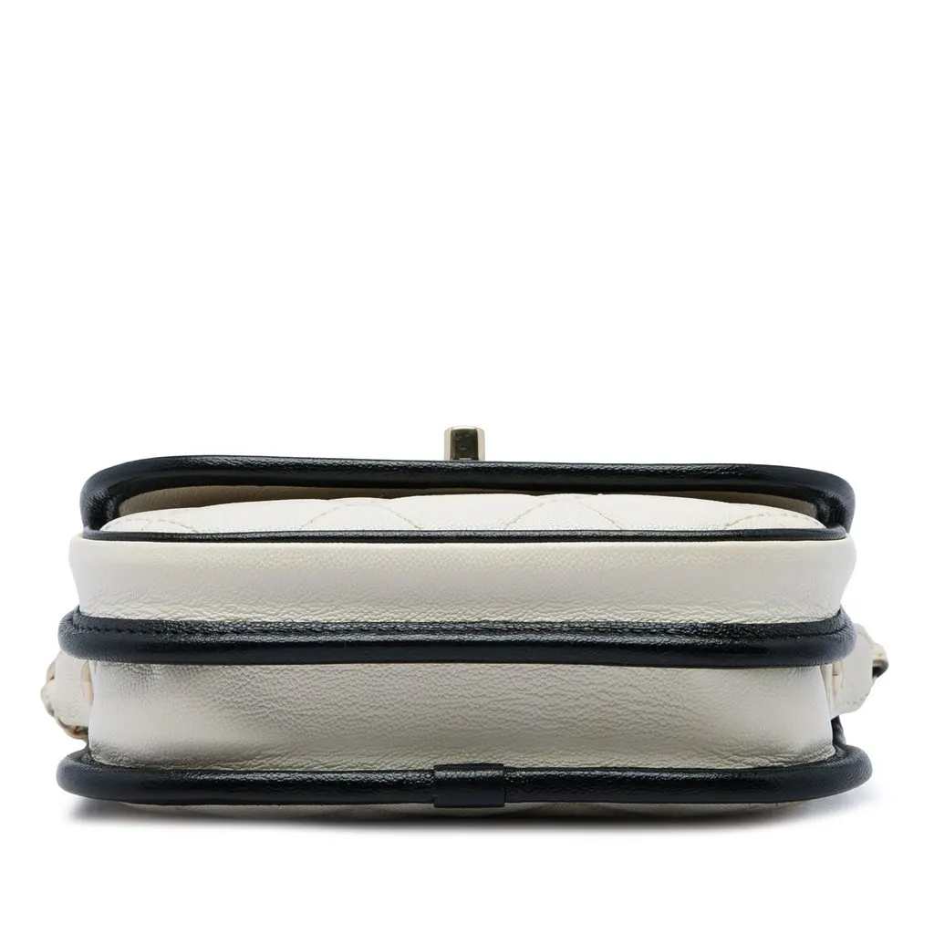 Chanel Mini CC Bicolor Quilted Caviar Messenger Flap White Leather Good - Inside View