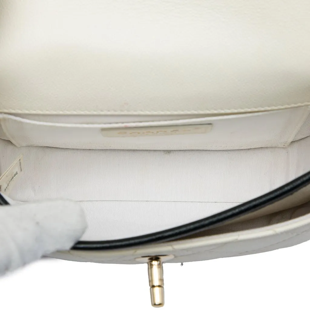 Chanel Mini CC Bicolor Quilted Caviar Messenger Flap White Leather Good - Model View