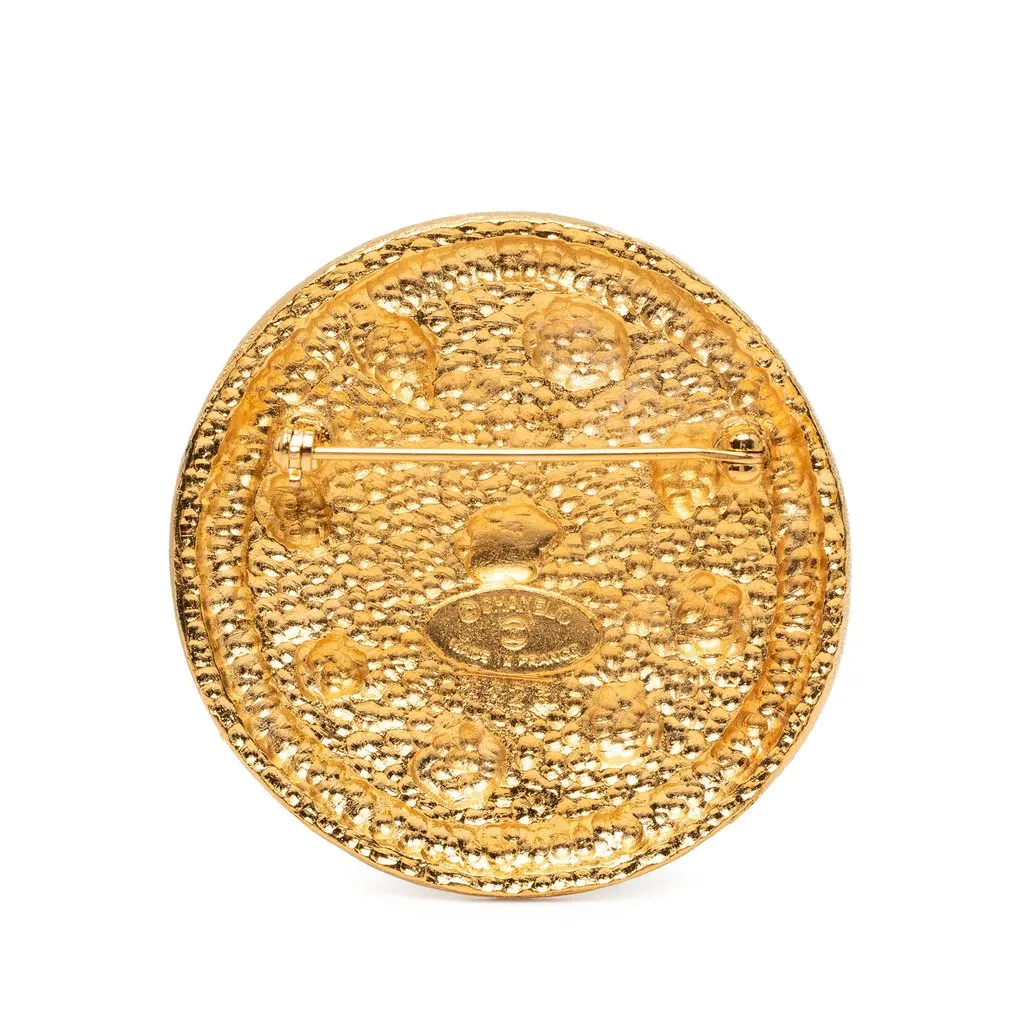 Chanel CC Gold Plated Swirl Medallion Brooch Gold Metal Very good - Back View