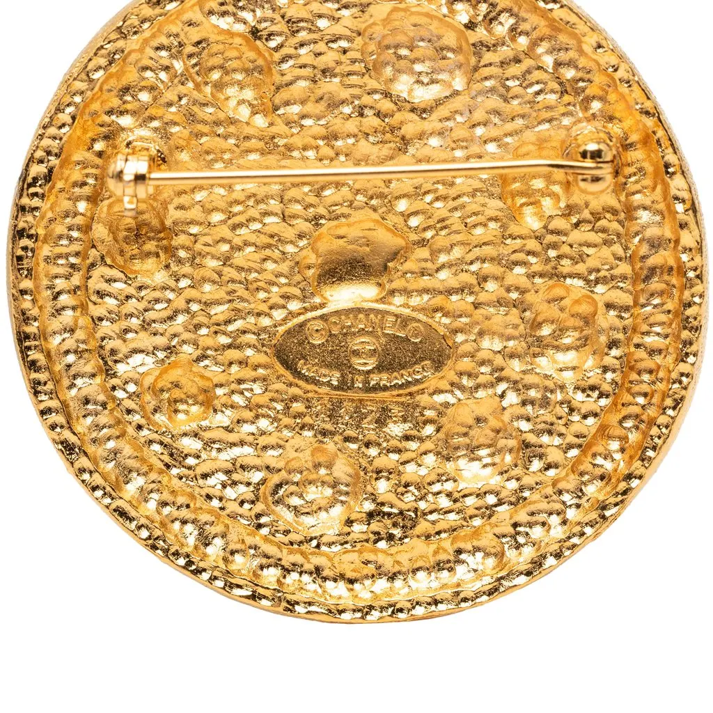 Chanel CC Gold Plated Swirl Medallion Brooch Gold Metal Very good - Inside View