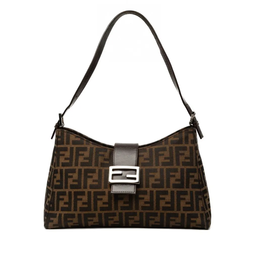 Fendi Zucca Canvas Shoulder Bag Brown Very good - Front View