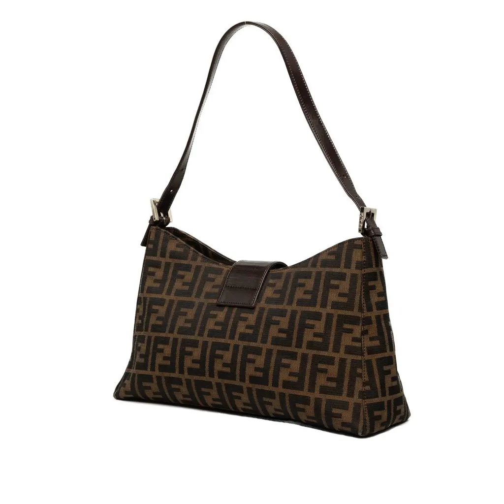 Fendi Zucca Canvas Shoulder Bag Brown Very good - Back View