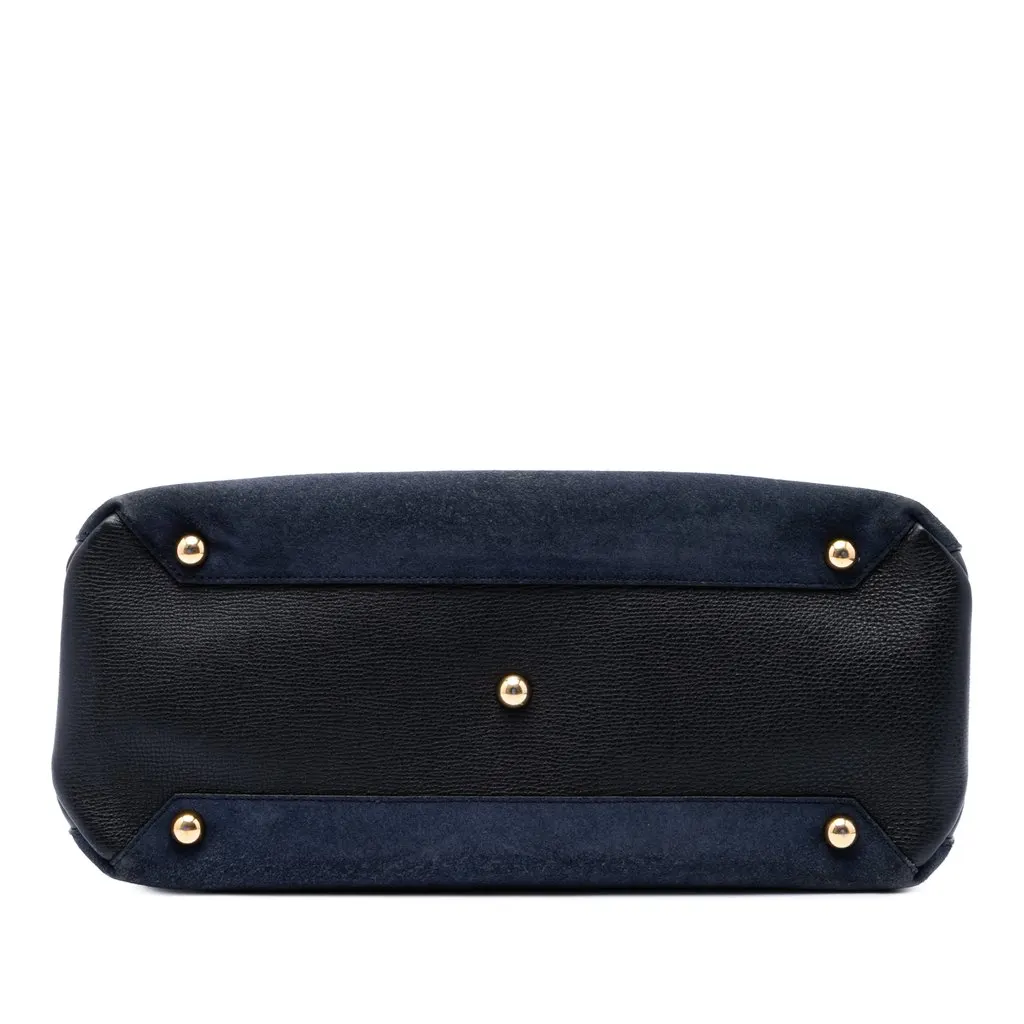 Burberry Medium Suede and Calfskin Banner Satchel Blue Leather Very good - Inside View
