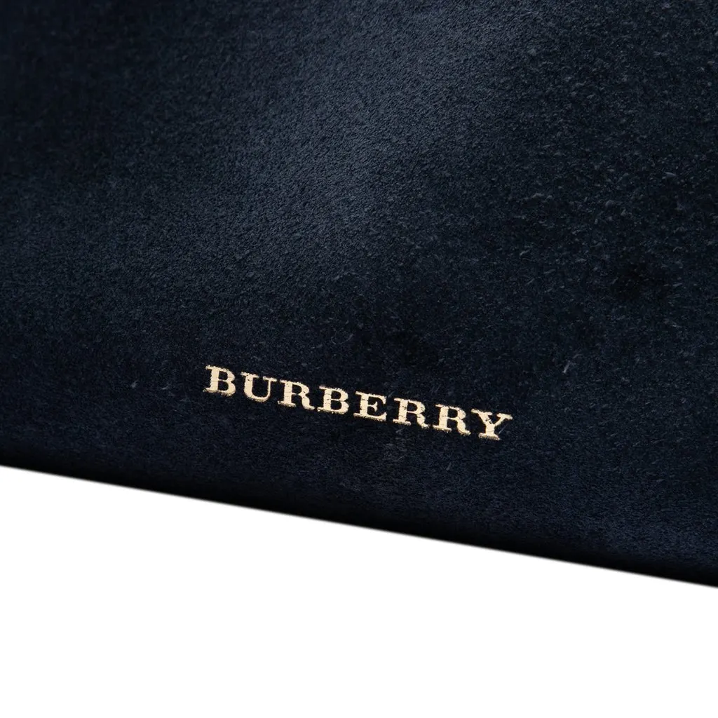 Burberry Medium Suede and Calfskin Banner Satchel Blue Leather Very good - Box View