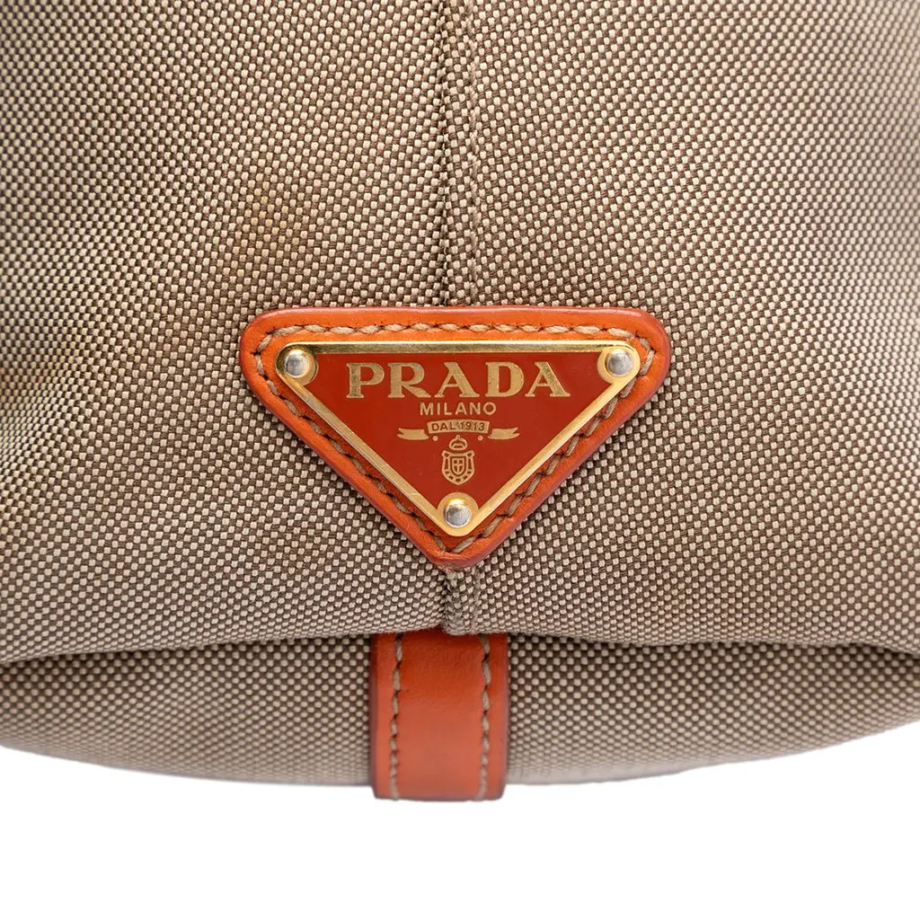 Prada Canvas Canapa Logo Bow Satchel Beige Very good - Box View