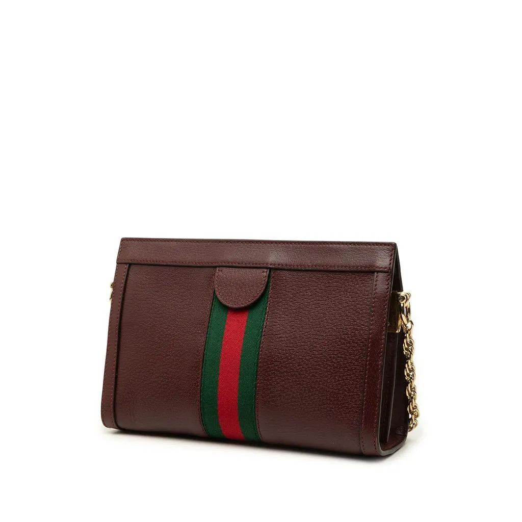 Gucci Small Calfskin Web Ophidia Chain Crossbody Red Leather Very good - Back View