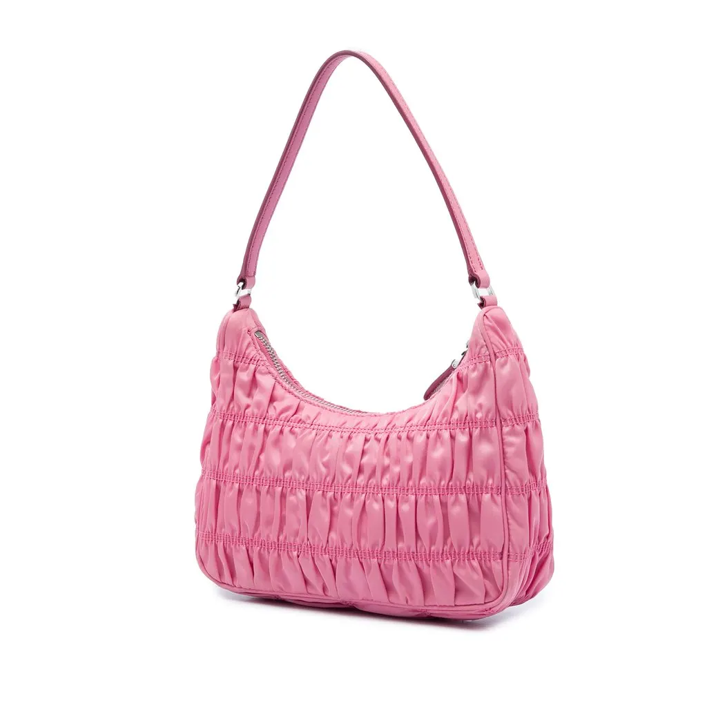 Prada Tessuto Gaufre Re Edition Shoulder Bag Pink Very good - Back View