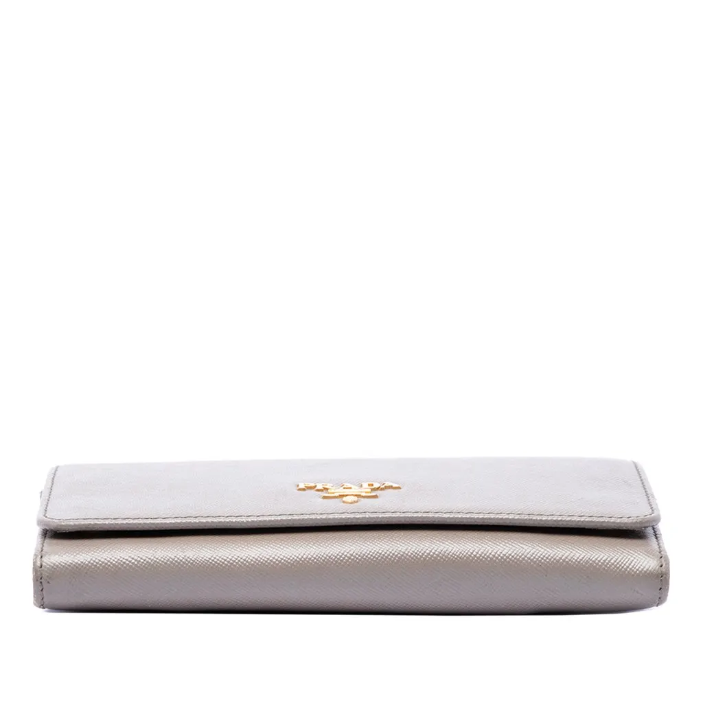 Prada Saffiano Wallet on Strap Brown Leather Good - Inside View