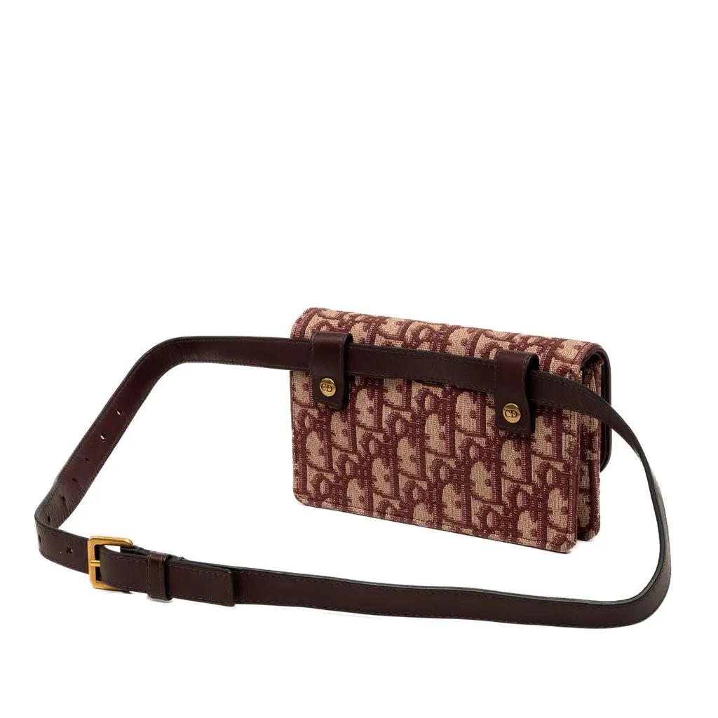 Dior Oblique Canvas Saddle Belt Bag Red Canvas Good - Back View