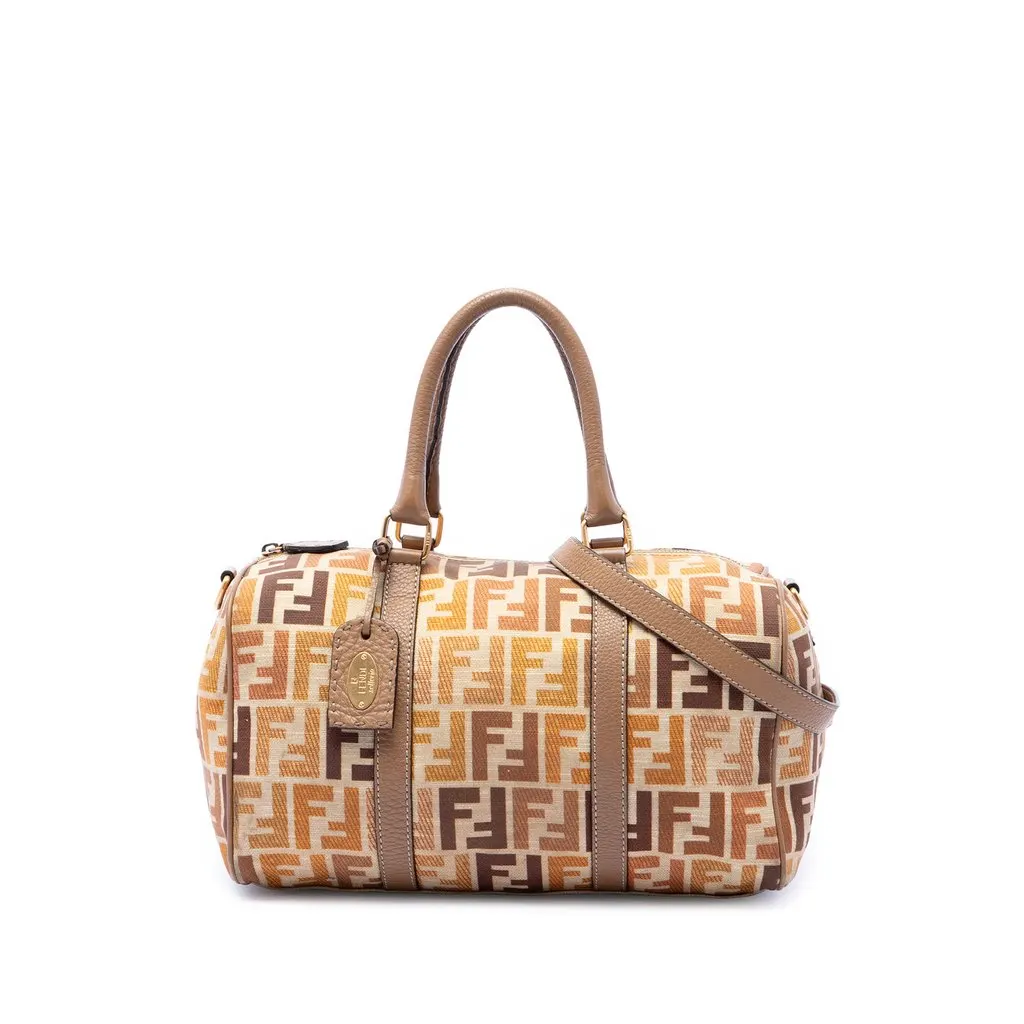 Fendi Zucca Canvas Selleria Satchel Beige Very good - Front View