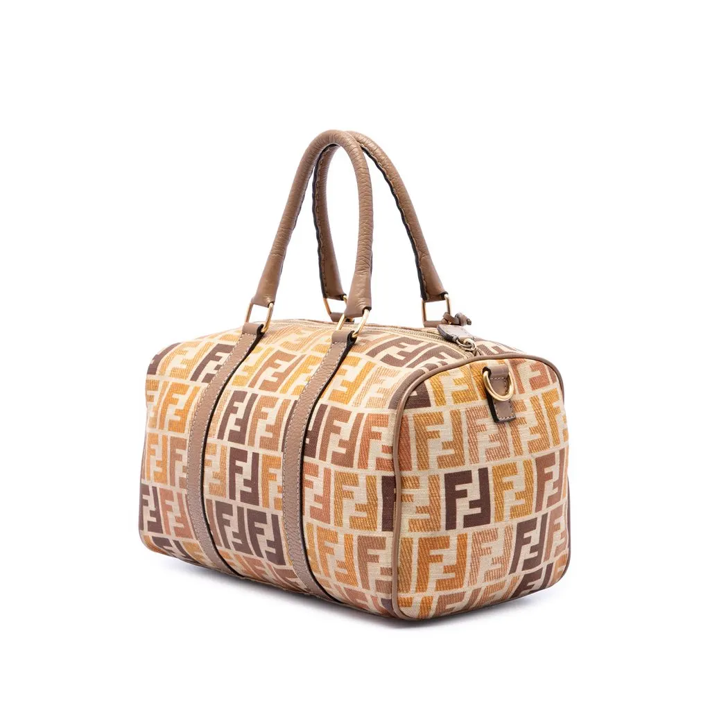 Fendi Zucca Canvas Selleria Satchel Beige Very good - Back View