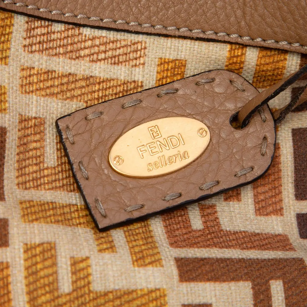 Fendi Zucca Canvas Selleria Satchel Beige Very good - Box View