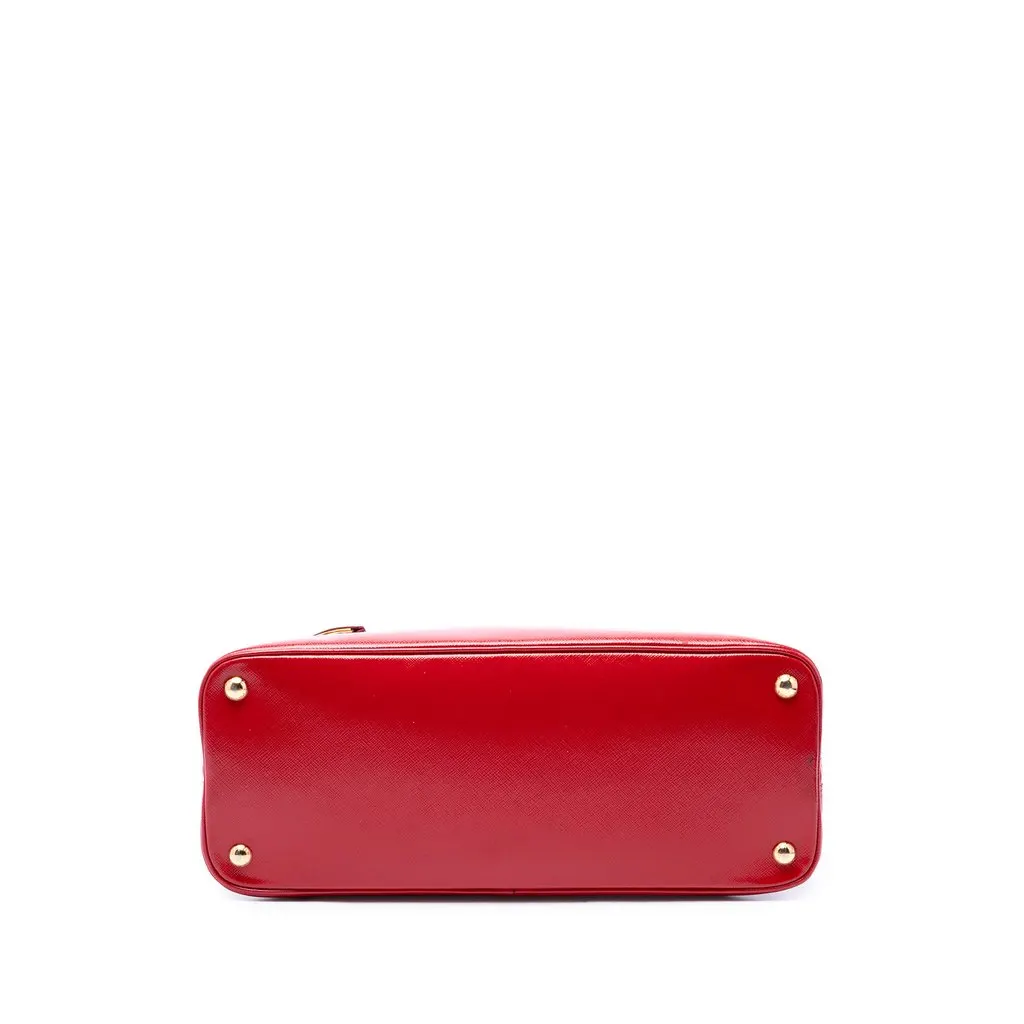Prada Medium Saffiano Vernice Promenade Satchel Red Leather Good - Inside View