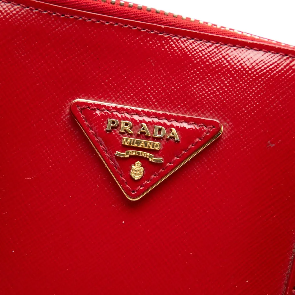 Prada Medium Saffiano Vernice Promenade Satchel Red Leather Good - Box View