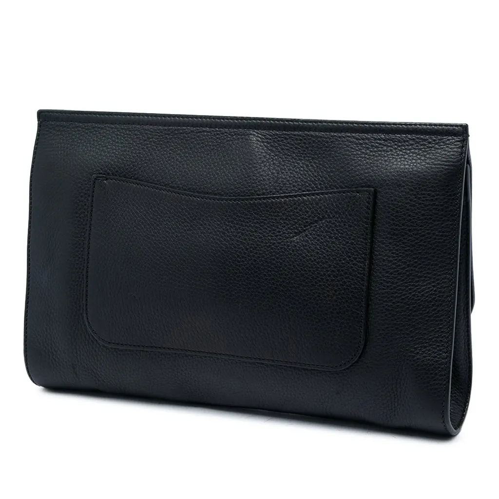 Gucci Calfskin Bamboo Daily Clutch Black Leather Good - Back View