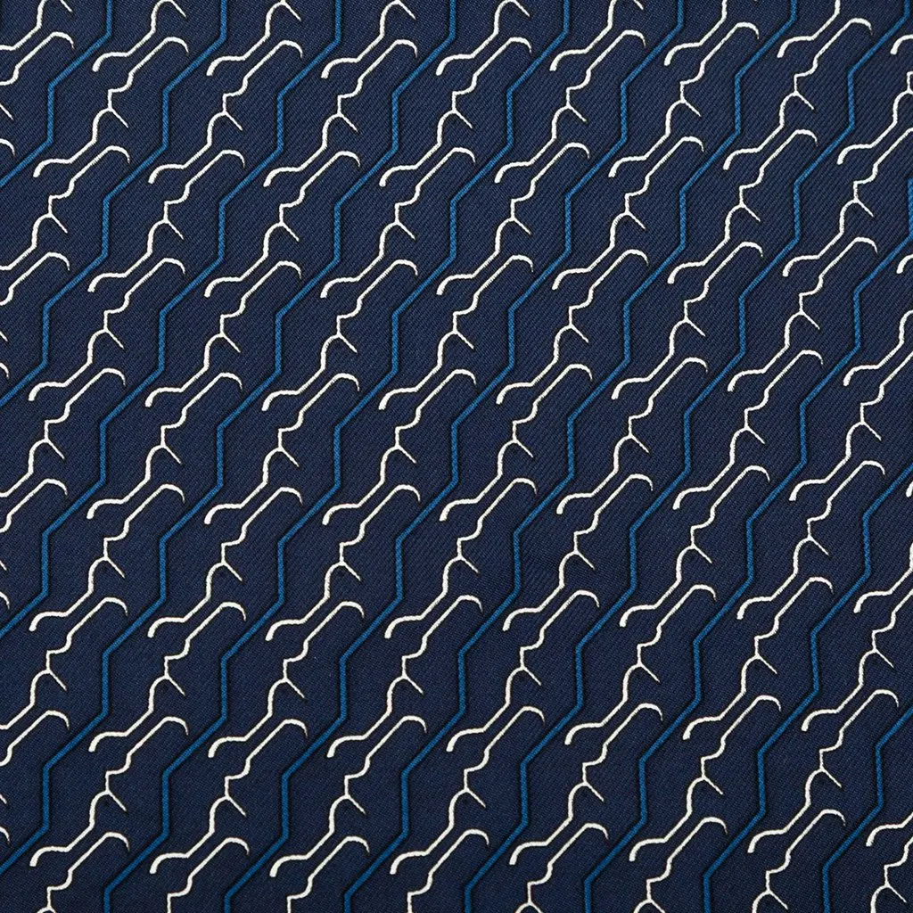Hermès Printed Pocket Square Silk Scarf Blue Silk Never worn - Model View