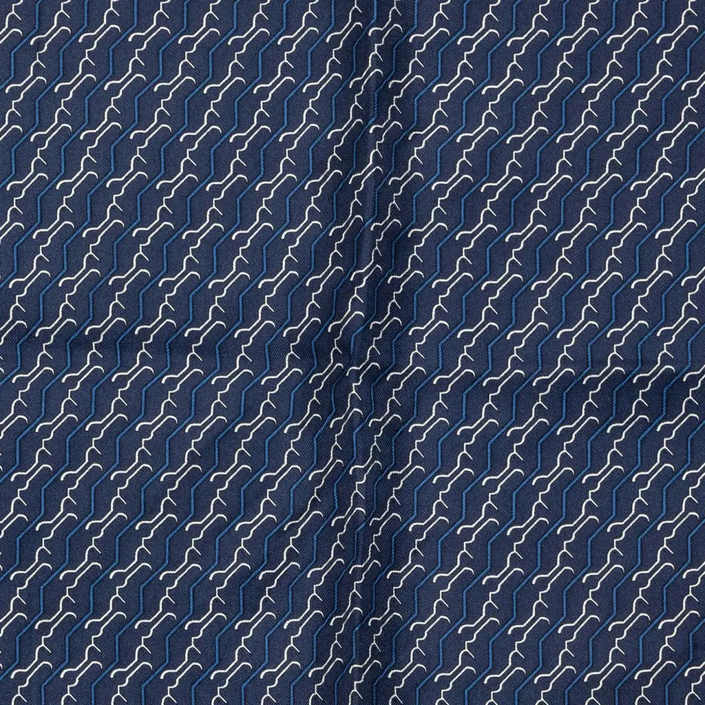 Hermès Printed Pocket Square Silk Scarf Blue Silk Never worn - Box View