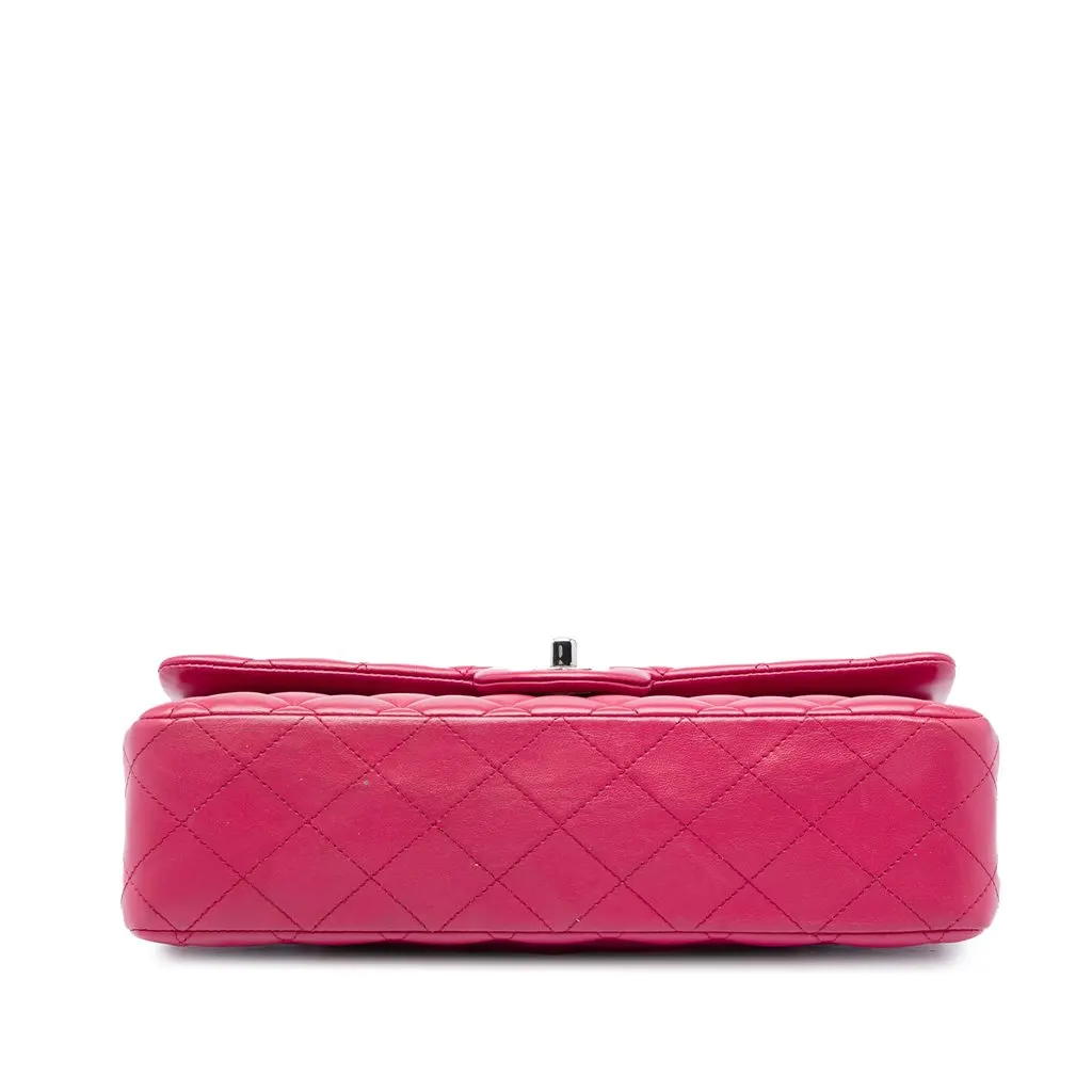 Chanel Medium Classic Lambskin Double Flap Pink Leather Very good - Inside View
