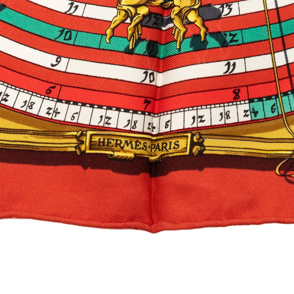 Hermès Astrologie Dies et Hore Silk Handkerchief Red Very good - Model View