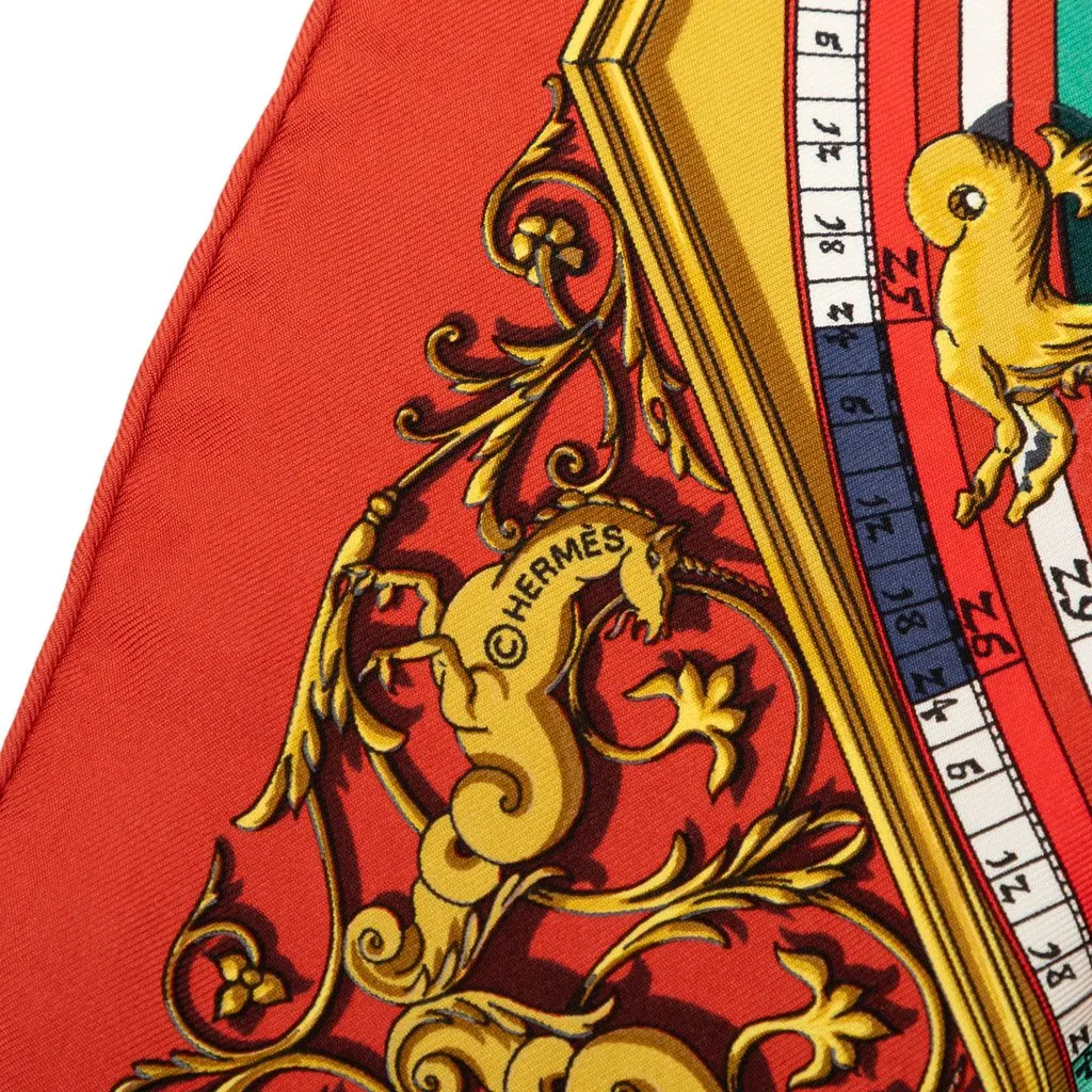 Hermès Astrologie Dies et Hore Silk Handkerchief Red Very good - Box View