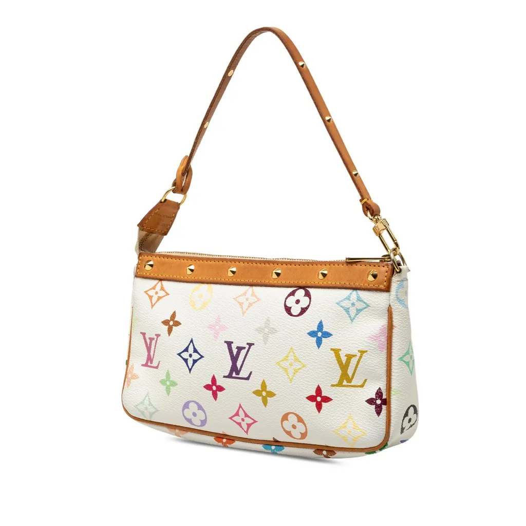 Louis Vuitton Monogram Multicolore Pochette Accessoires White Canvas Very good - Back View