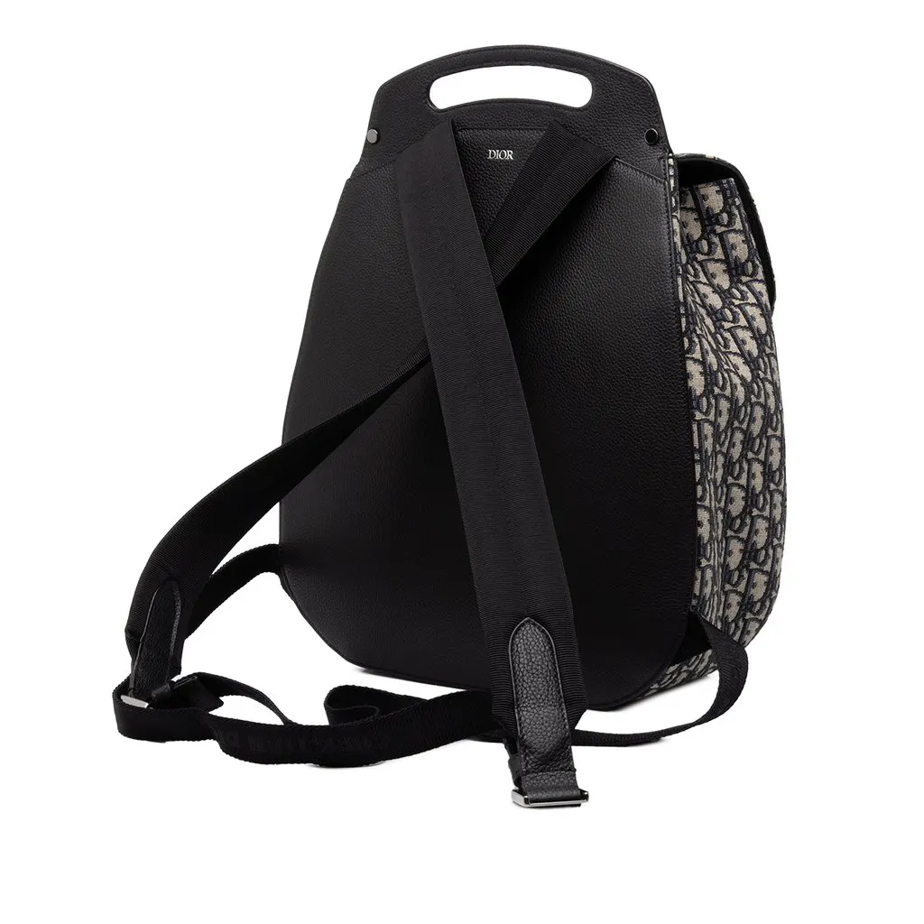 Dior Oblique Canvas Saddle Backpack Blue Canvas Very good - Back View