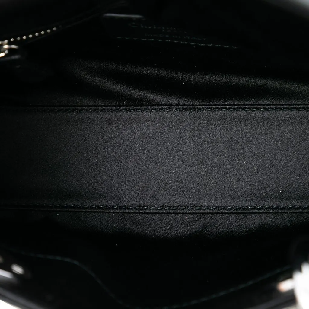 Dior Mini Satin Cannage Crystal Embellished Lady Dior Black Satin Very good - Model View