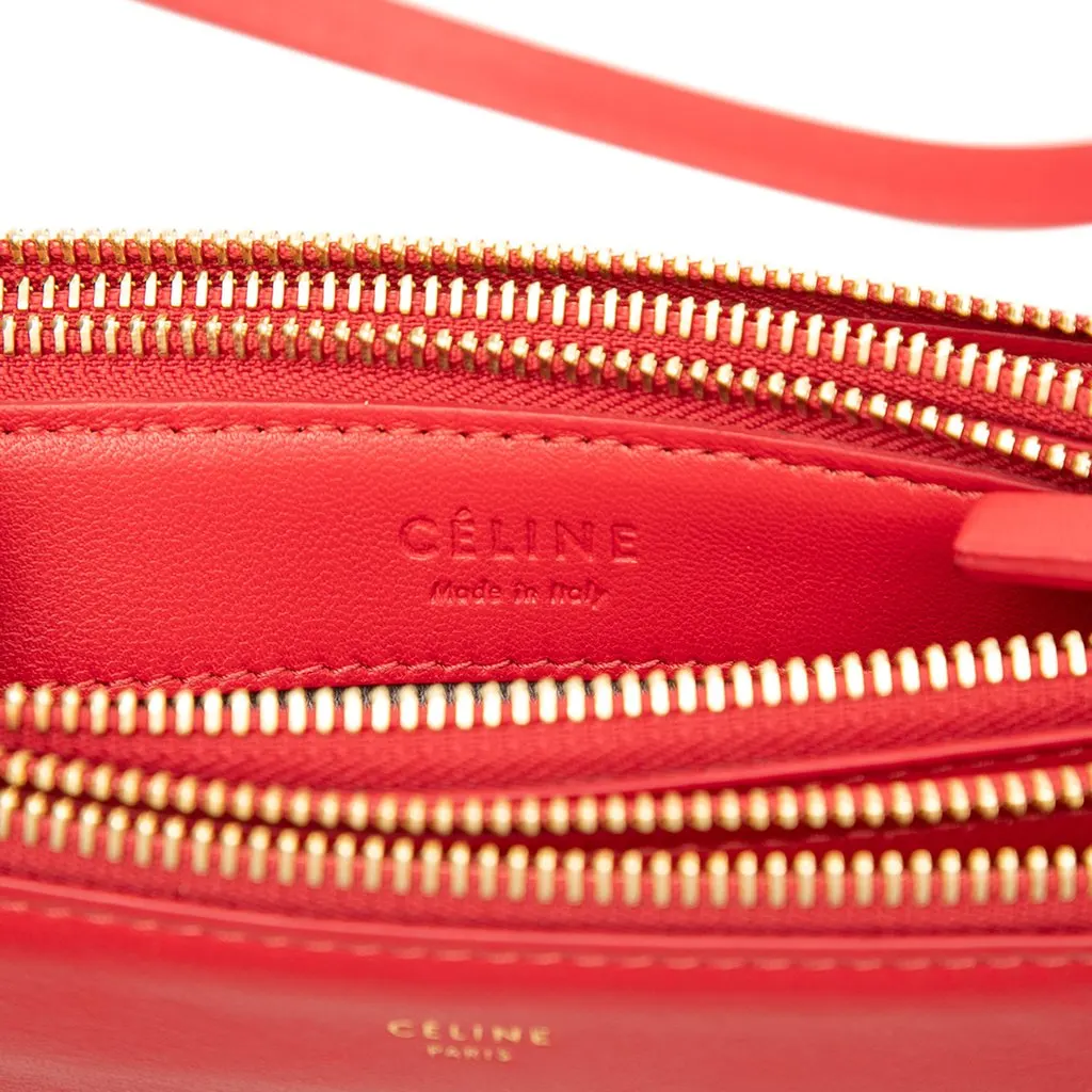 Celine Small Lambskin Trio Crossbody Red Leather Very good - Box View