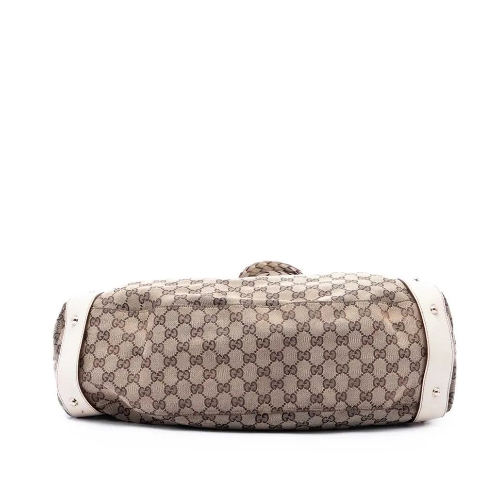 Gucci GG Canvas Horsebit Pelham Shoulder Bag Beige Canvas Good - Inside View