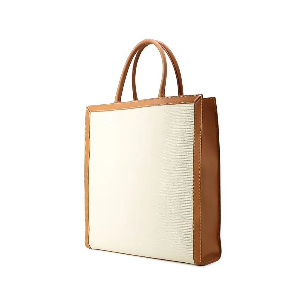 Celine Large Canvas Vertical Cabas Tote Brown Canvas Very good - Back View