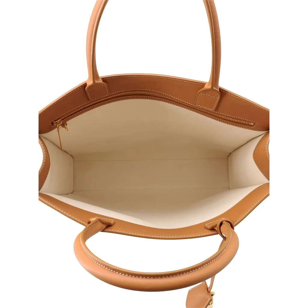 Celine Large Canvas Vertical Cabas Tote Brown Canvas Very good - Model View