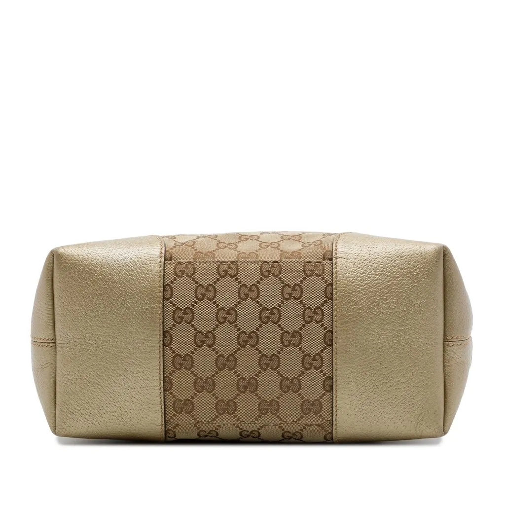 Gucci Medium GG Canvas Bree Fold Over Tote Beige Canvas Good - Inside View