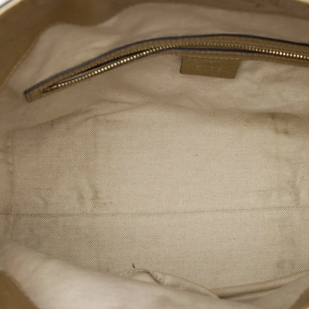Gucci Medium GG Canvas Bree Fold Over Tote Beige Canvas Good - Model View