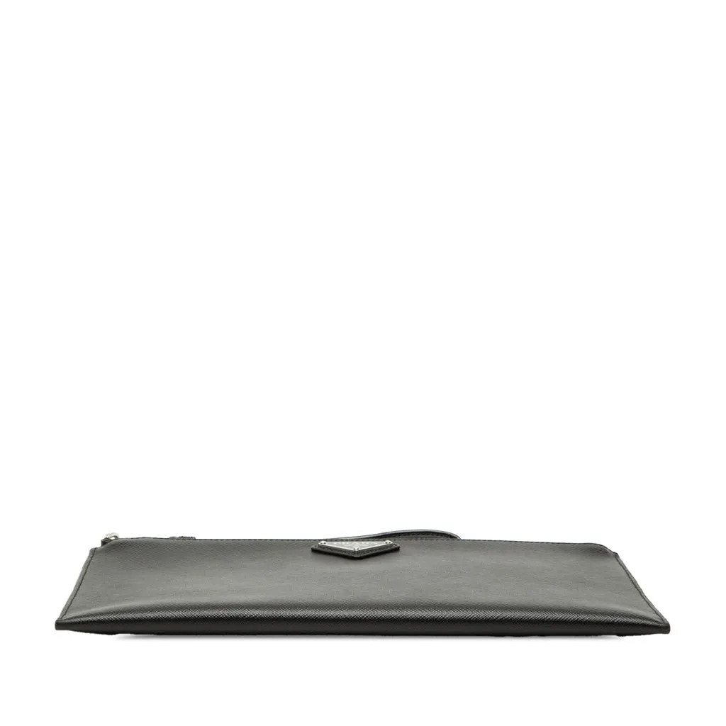 Prada Saffiano Wristlet Clutch Black Leather Very good - Inside View