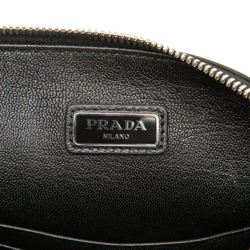 Prada Saffiano Wristlet Clutch Black Leather Very good - Box View