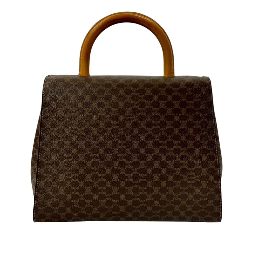 Celine Macadam Coated Canvas Medallion Handbag Brown Canvas Very good - Back View