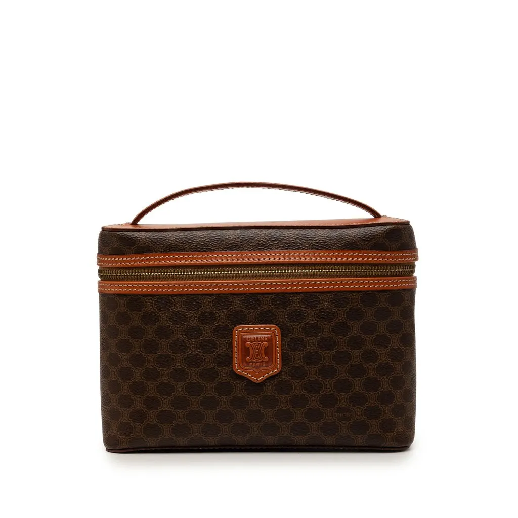 Celine Macadam Coated Canvas Vanity Bag Brown Very good - Front View