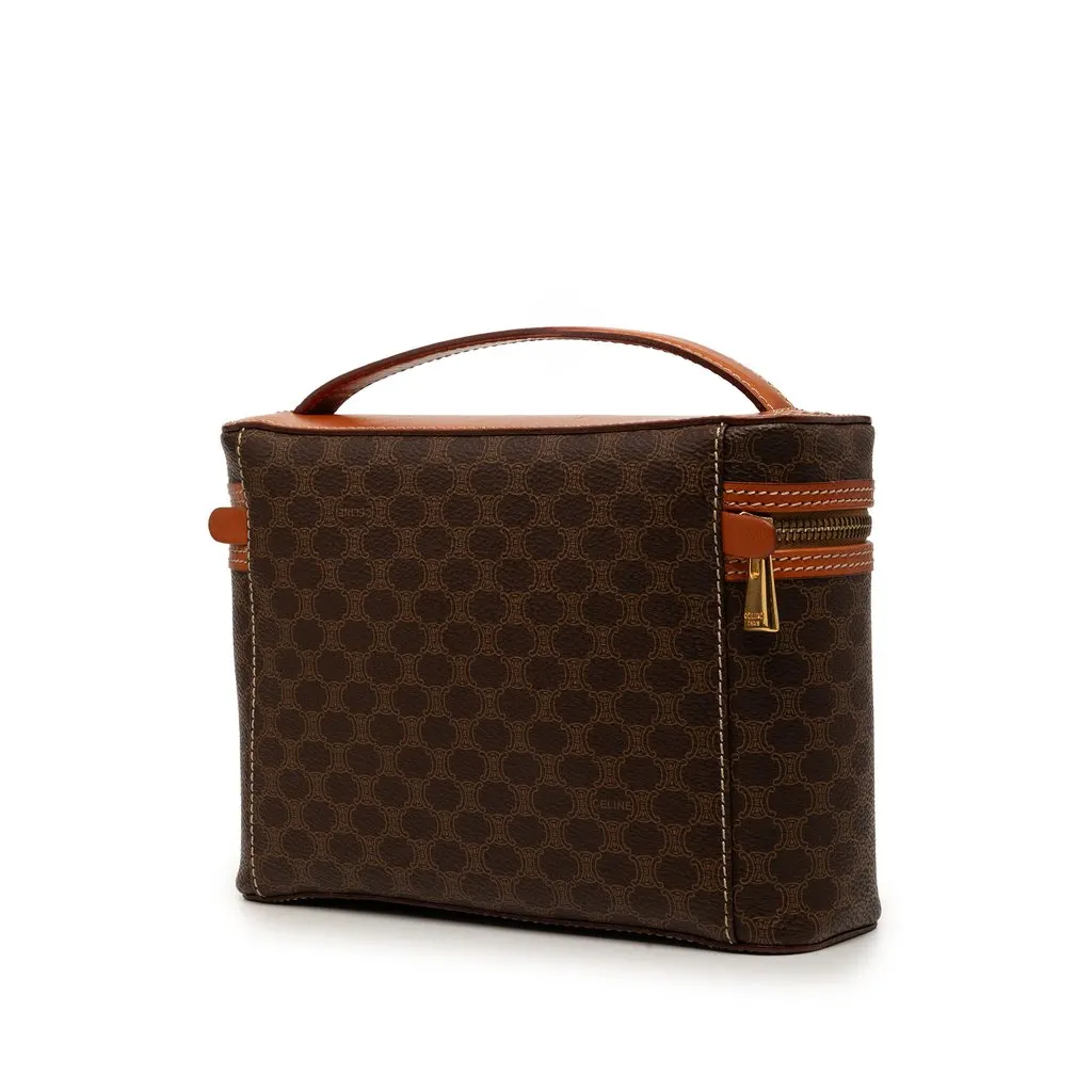 Celine Macadam Coated Canvas Vanity Bag Brown Very good - Back View