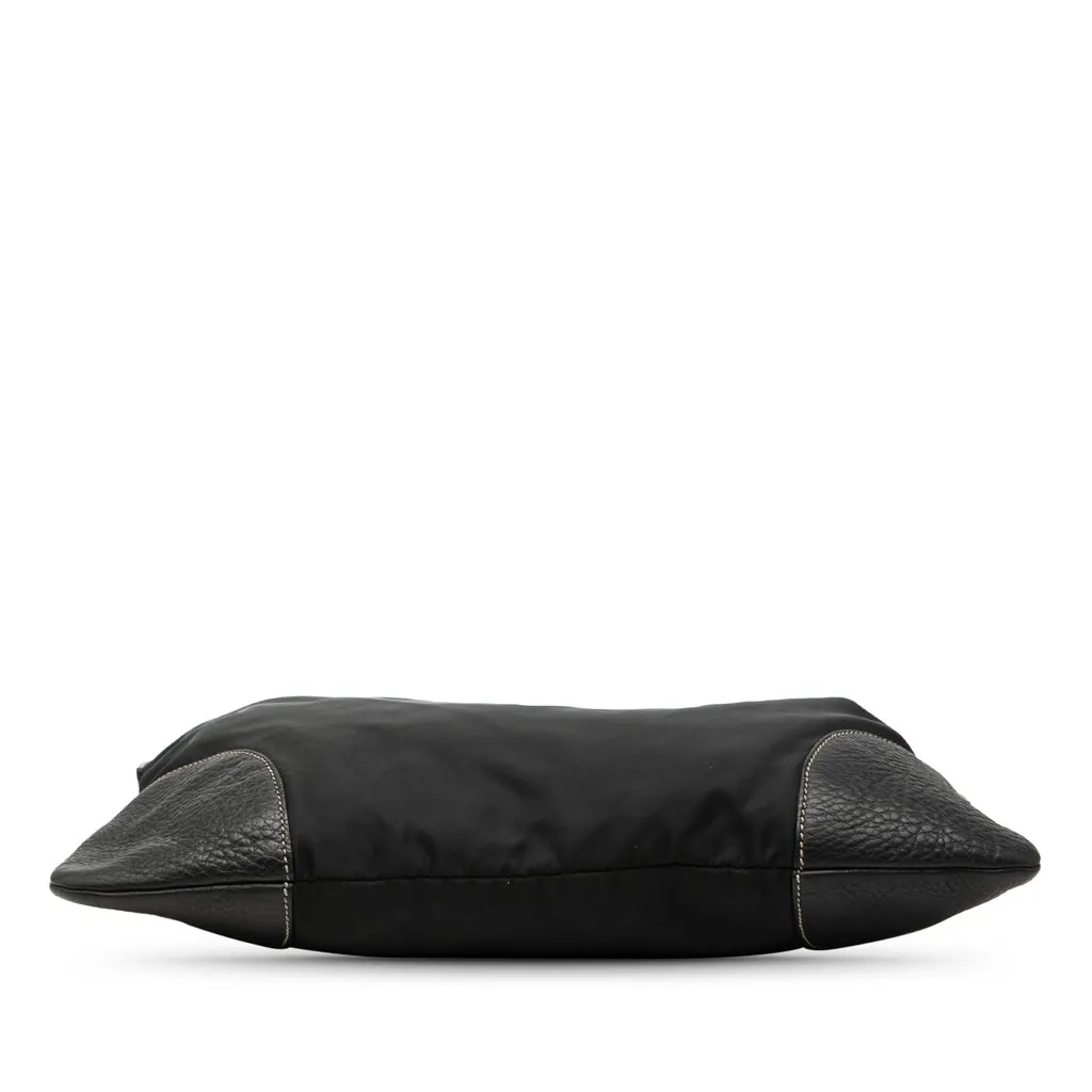 Prada Vitello Daino Trimmed Tessuto Zip Top Crossbody Black Very good - Inside View