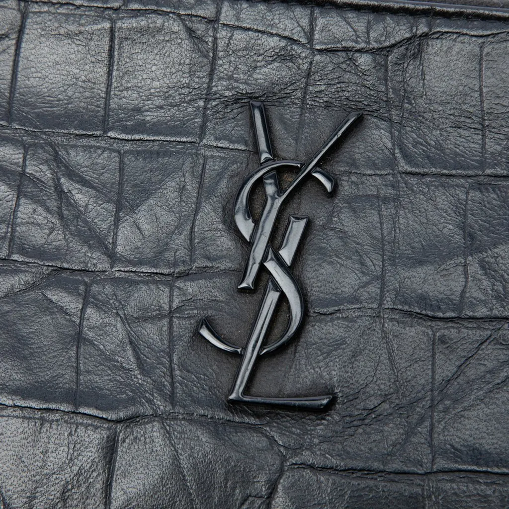 Saint Laurent Croc Embossed Leather Monogram Document Holder Black Leather Very good - Box View
