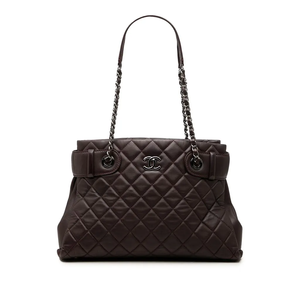 Chanel Small Quilted Lambskin Coco Loop Tote Red Leather Good - Front View
