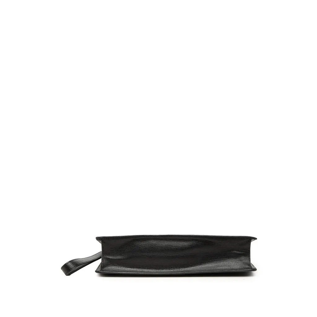 Loewe Textured Leather Anagram Flap Clutch Black Leather Good - Inside View